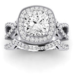 Clover Diamond Matching Band Only ( Engagement Ring Not Included) For Ring With Cushion Center whitegold