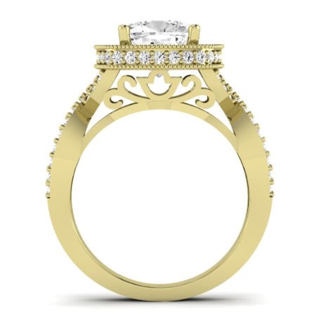 Clover Diamond Matching Band Only ( Engagement Ring Not Included) For Ring With Cushion Center yellowgold