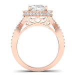 Clover Diamond Matching Band Only ( Engagement Ring Not Included) For Ring With Cushion Center rosegold