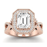 Clover Diamond Matching Band Only ( Engagement Ring Not Included) For Ring With Emerald Center rosegold