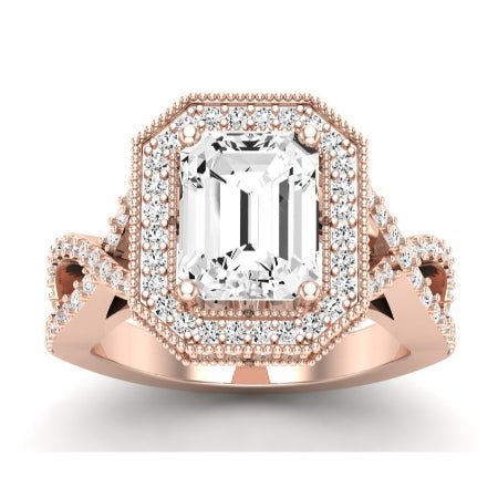 Clover Diamond Matching Band Only ( Engagement Ring Not Included) For Ring With Emerald Center rosegold