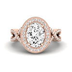 Clover Diamond Matching Band Only ( Engagement Ring Not Included)  For Ring With Oval Center rosegold