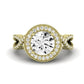 Clover Diamond Matching Band Only ( Engagement Ring Not Included)  For Ring With Round Center yellowgold