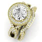 Clover Diamond Matching Band Only ( Engagement Ring Not Included)  For Ring With Round Center yellowgold