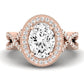 Clover Oval Diamond Engagement Ring (Lab Grown Igi Cert) rosegold