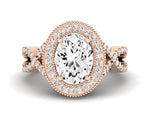 Clover Oval Diamond Engagement Ring (Lab Grown Igi Cert) rosegold