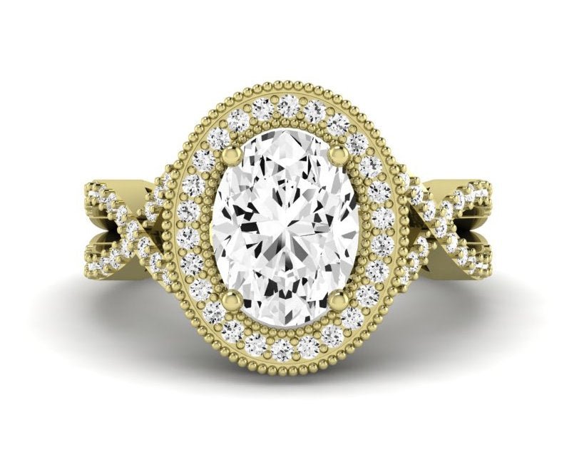 Clover Oval Diamond Engagement Ring (Lab Grown Igi Cert) yellowgold