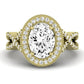 Clover Oval Diamond Engagement Ring (Lab Grown Igi Cert) yellowgold