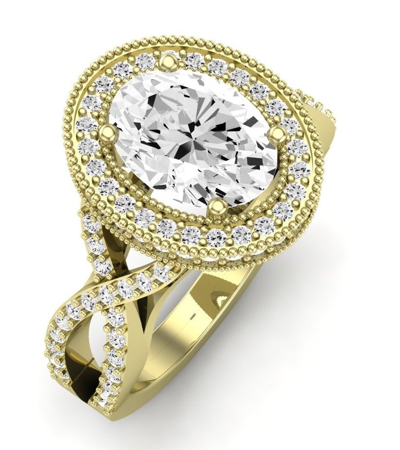 Clover Oval Diamond Engagement Ring (Lab Grown Igi Cert) yellowgold