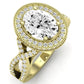 Clover Oval Diamond Engagement Ring (Lab Grown Igi Cert) yellowgold