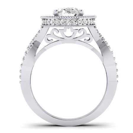 Clover Oval Moissanite Bridal Set whitegold