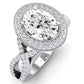 Clover Oval Moissanite Engagement Ring whitegold