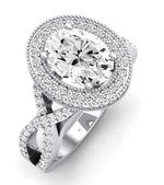 Clover Oval Moissanite Engagement Ring whitegold