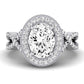 Clover Oval Moissanite Engagement Ring whitegold