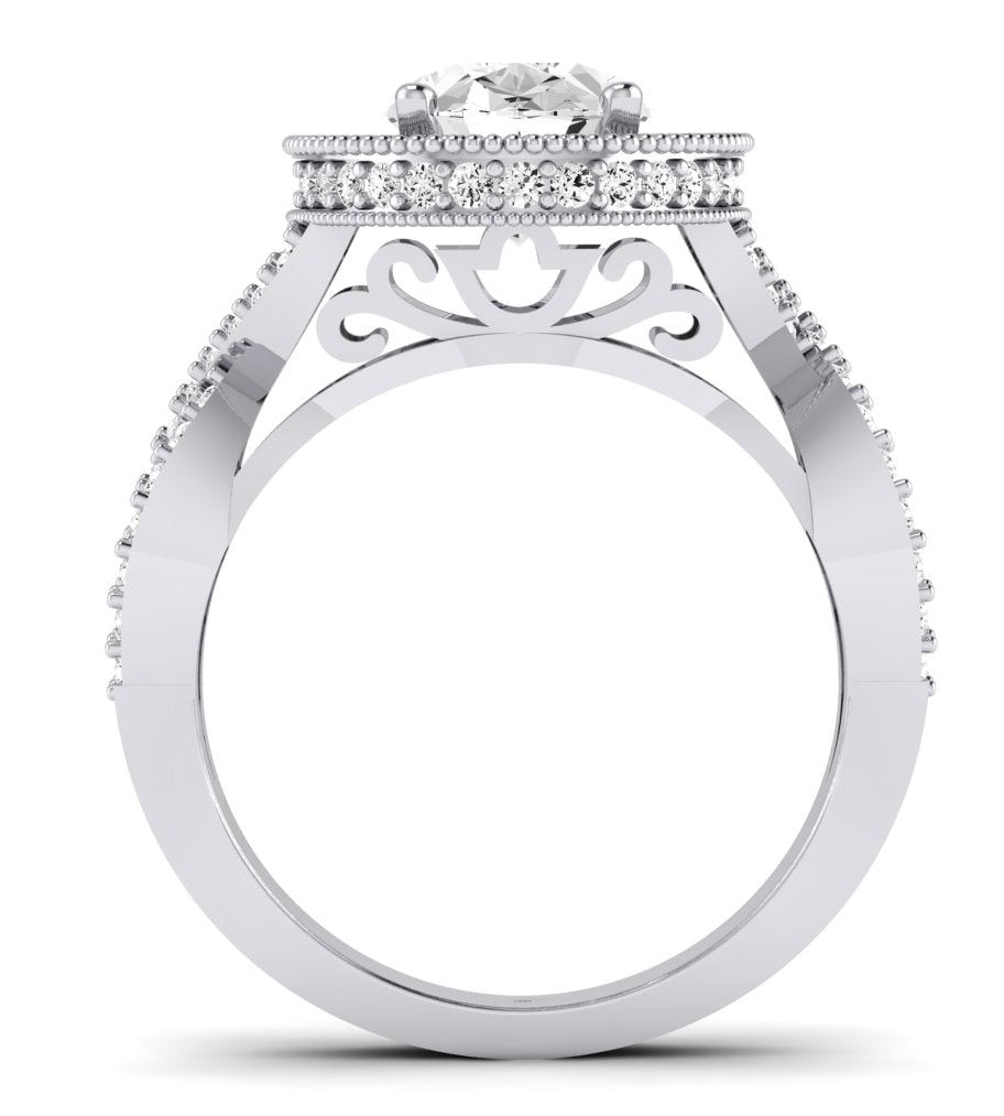 Clover Oval Moissanite Engagement Ring whitegold