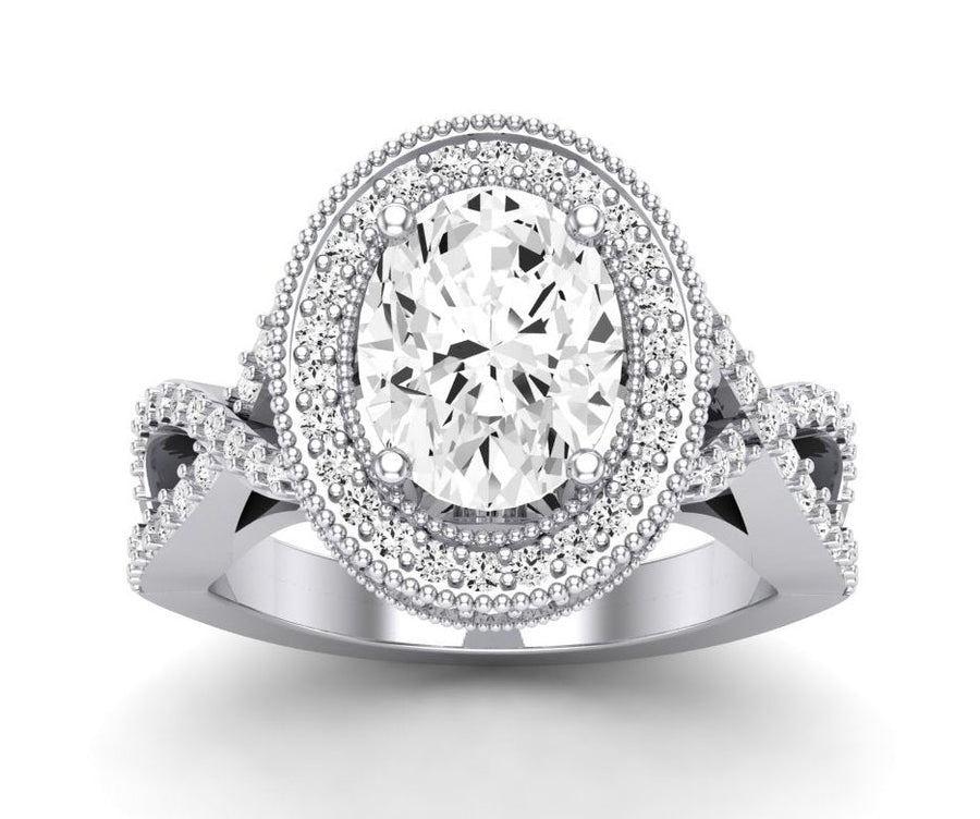 5.00 ct - Clover - Oval Moissanite Engagement Ring