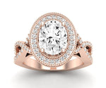 Clover Oval Moissanite Engagement Ring rosegold