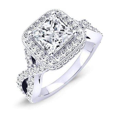 Clover Princess Moissanite Engagement Ring whitegold