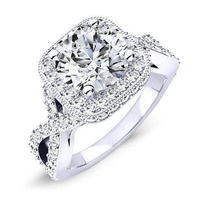 Clover Round Diamond Engagement Ring (Lab Grown Igi Cert) whitegold