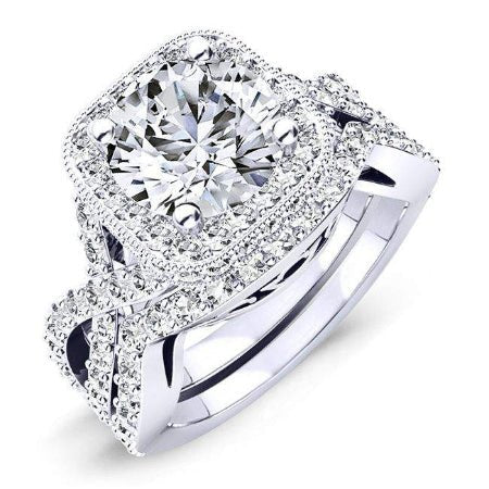 Clover Round Moissanite Bridal Set whitegold