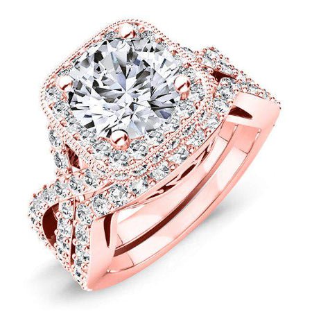 Clover Round Moissanite Bridal Set rosegold