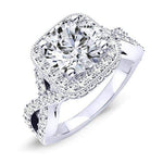 Clover Round Moissanite Engagement Ring whitegold