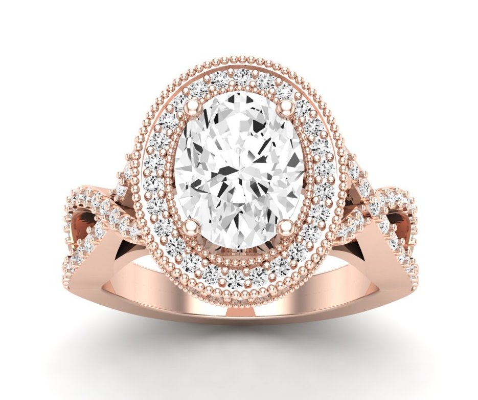 Clover Oval Diamond Engagement Ring (Lab Grown Igi Cert) rosegold