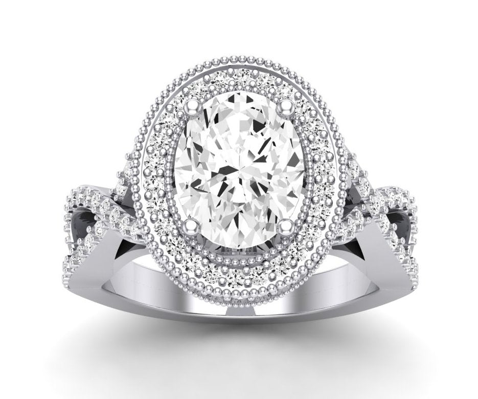 Clover Oval Diamond Engagement Ring (Lab Grown Igi Cert) whitegold