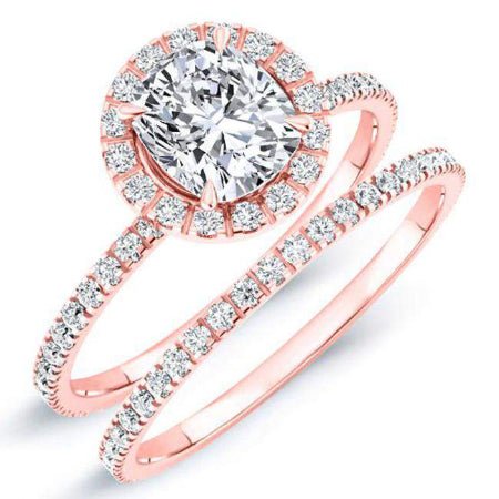 Columbine Cushion Moissanite Bridal Set rosegold