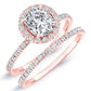 Columbine Cushion Moissanite Bridal Set rosegold