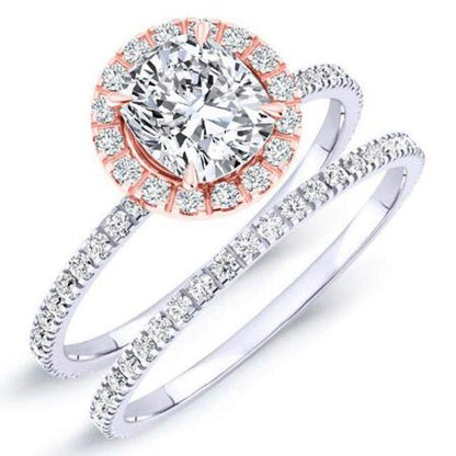 Columbine Cushion Moissanite Bridal Set whitegold