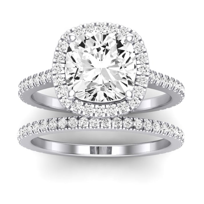 Columbine Diamond Matching Band Only (does Not Include Engagement Ring) For Ring With Cushion Center whitegold