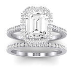 Columbine Emerald Moissanite Bridal Set whitegold