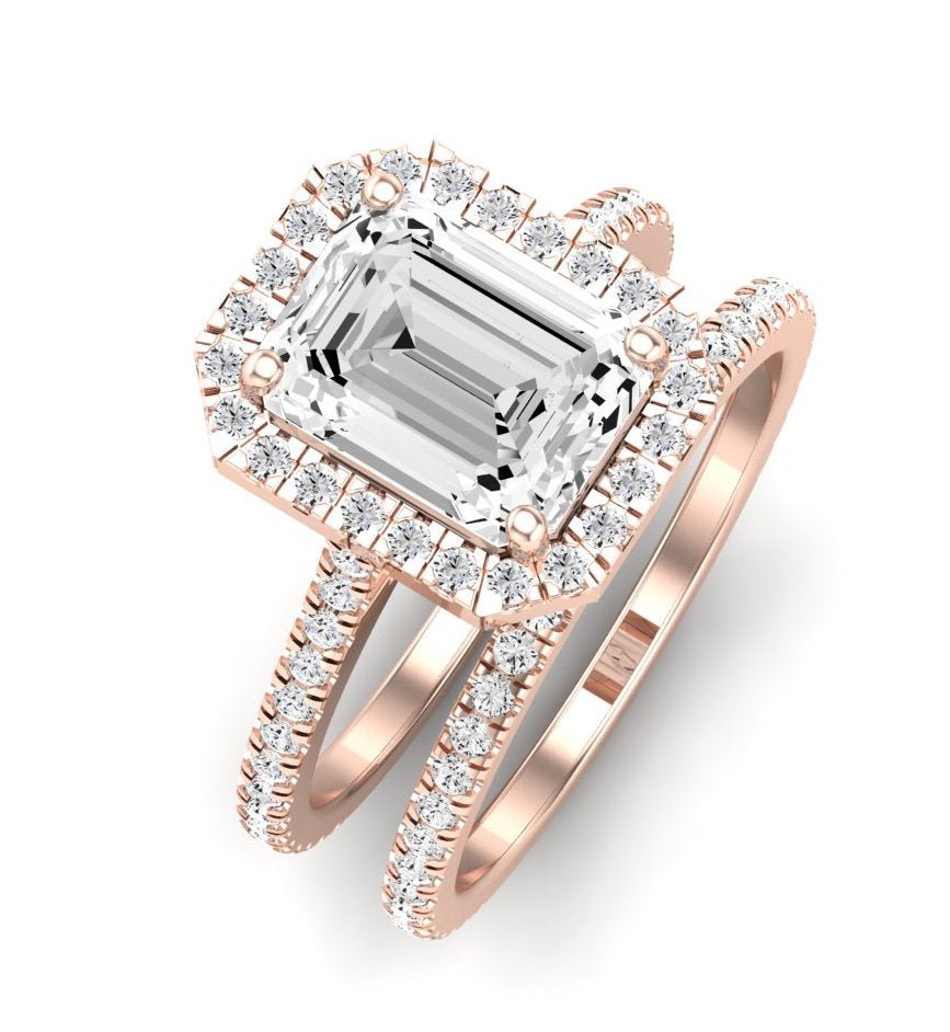 Columbine Emerald Diamond Bridal Set (Lab Grown Igi Cert) rosegold