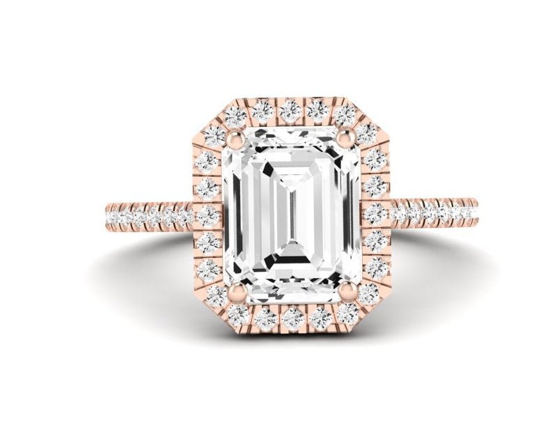 Columbine Emerald Diamond Engagement Ring (Lab Grown Igi Cert) rosegold