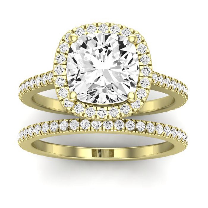 Columbine Diamond Matching Band Only (does Not Include Engagement Ring) For Ring With Cushion Center yellowgold