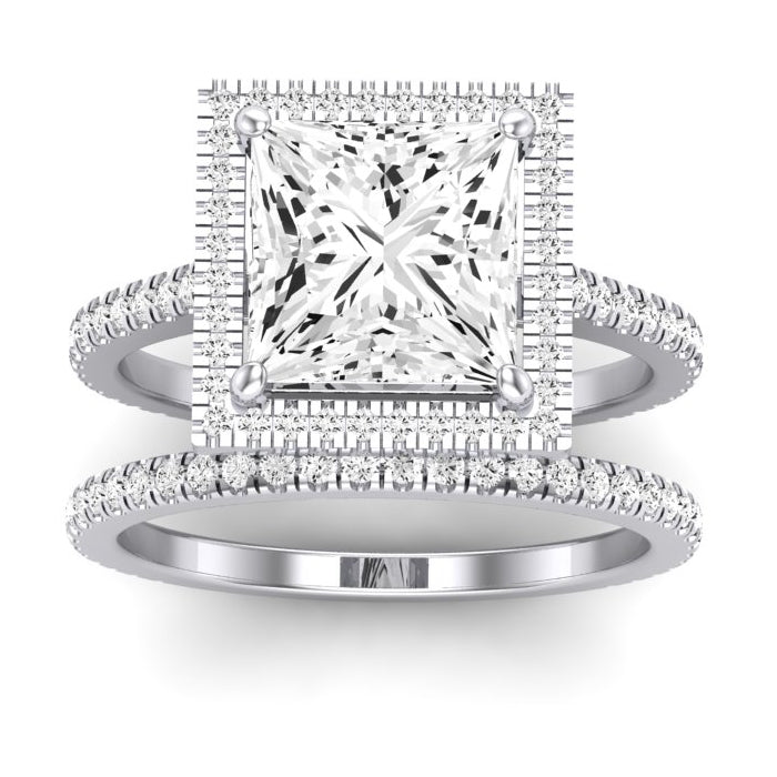 Columbine Diamond Matching Band Only (does Not Include Engagement Ring) For Ring With Princess Center whitegold