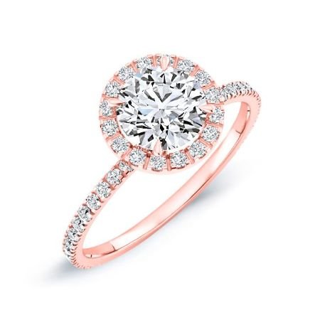 Columbine Round Moissanite Bridal Set rosegold