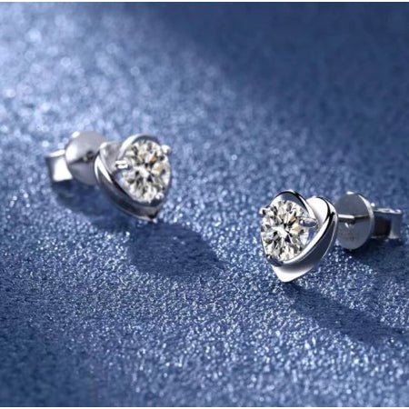 Cora Heart Stud Diamond Stud Earrings (Clarity Enhanced) whitegold