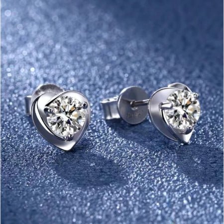 Cora Heart Stud Diamond Stud Earrings (Clarity Enhanced) whitegold