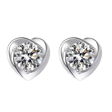 Cora Heart Stud Diamond Stud Earrings (Clarity Enhanced) whitegold