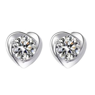 Cora Heart Stud Moissanite Stud Earrings whitegold