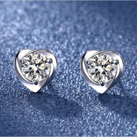 Cora Heart Stud Moissanite Stud Earrings whitegold