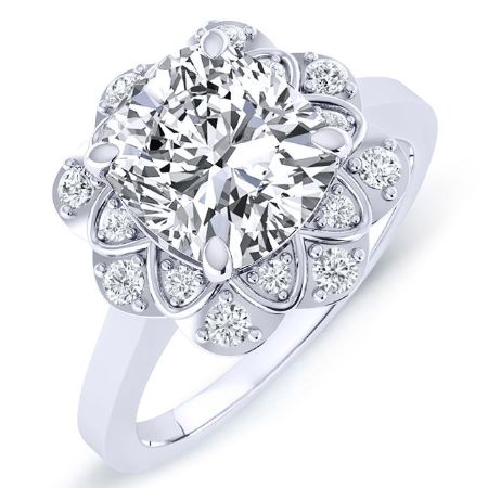 Coralbells Diamond Matching Band Only (engagement Ring Not Included) For Ring With Cushion Center whitegold