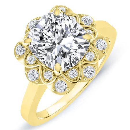 Coralbells Diamond Matching Band Only (engagement Ring Not Included) For Ring With Cushion Center yellowgold