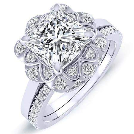 1.00 ct - Coralbells - GIA Natural Princess Diamond Bridal Set
