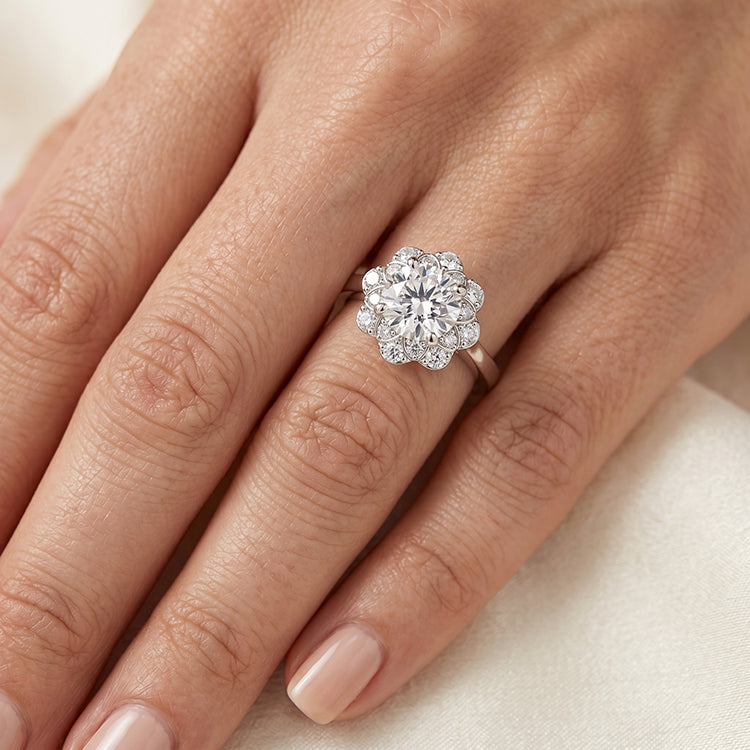 Coralbells - GIA Natural Round Diamond Engagement Ring