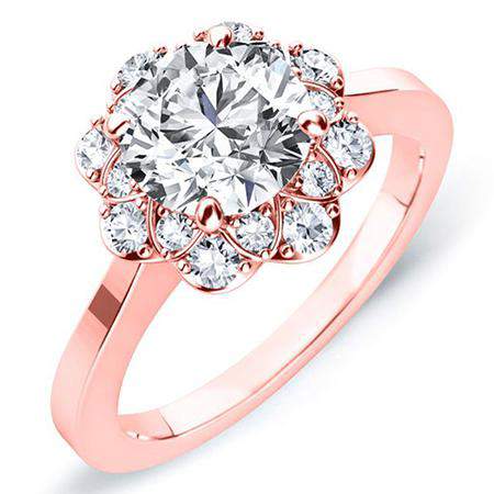 Coralbells Round Moissanite Engagement Ring rosegold