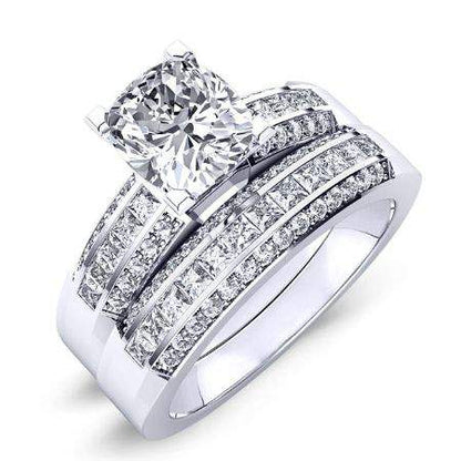 Crocus Cushion Moissanite Bridal Set whitegold