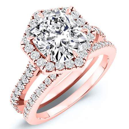 Cypress Cushion Moissanite Bridal Set rosegold